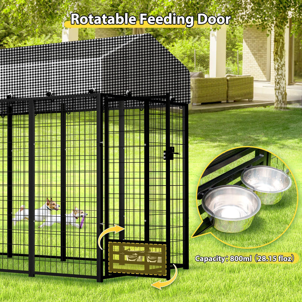 Large Outdoor Dog Kennel with Roof Cover J8889