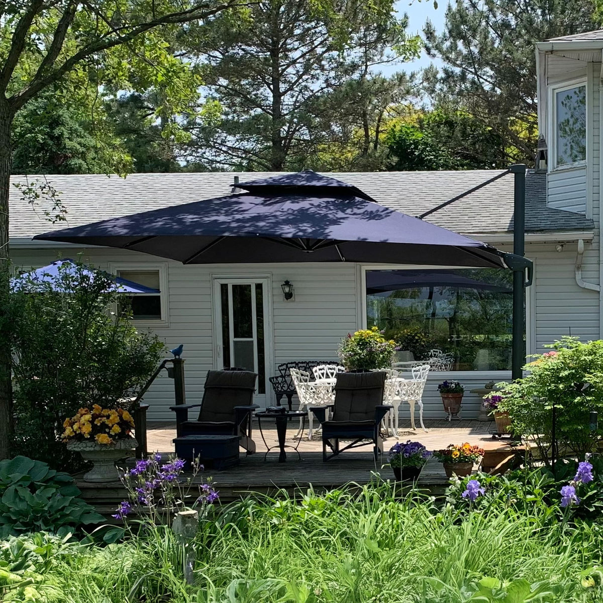 10FT Double Top Navy Blue Cantilever Umbrella I2588