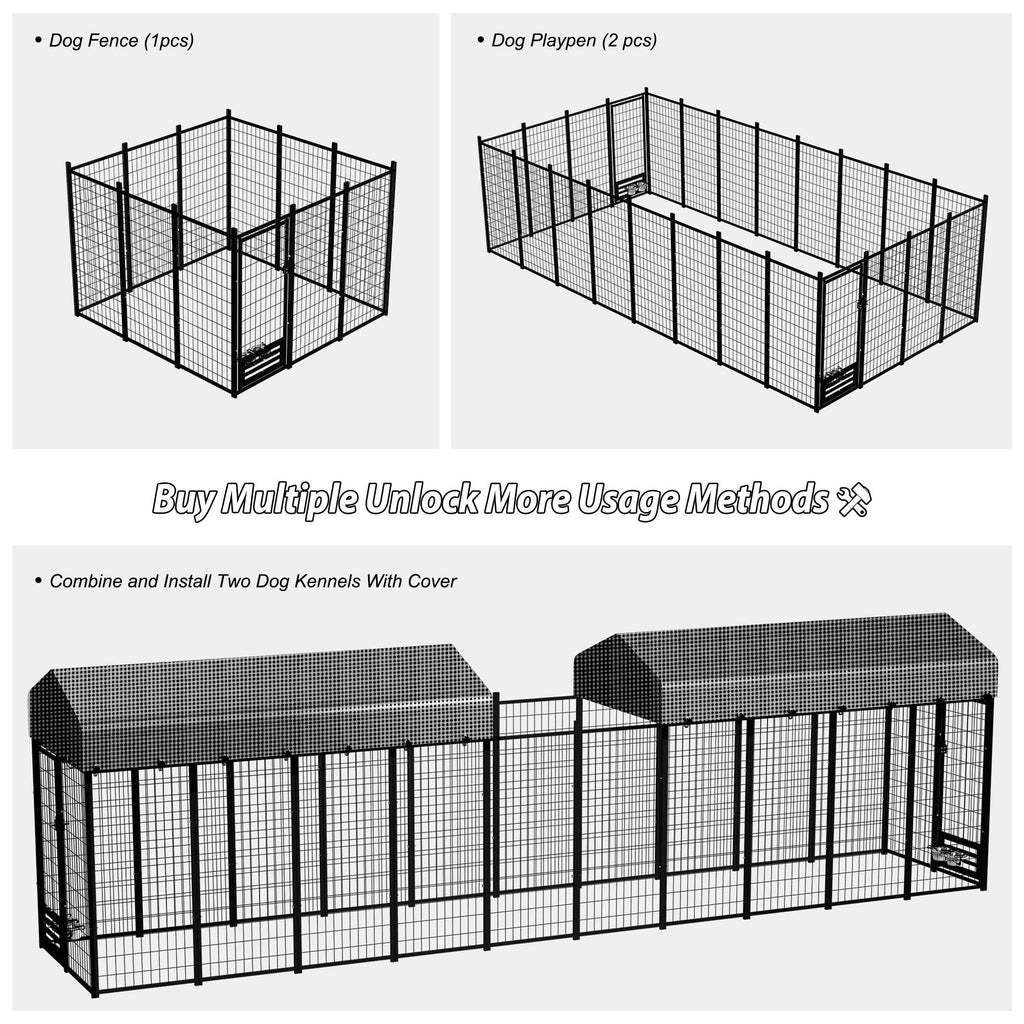 Large Outdoor Dog Kennel with Roof Cover J8889