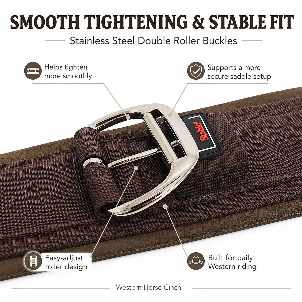 Western Horse Cinch with Stainless Steel Buckles U772969
