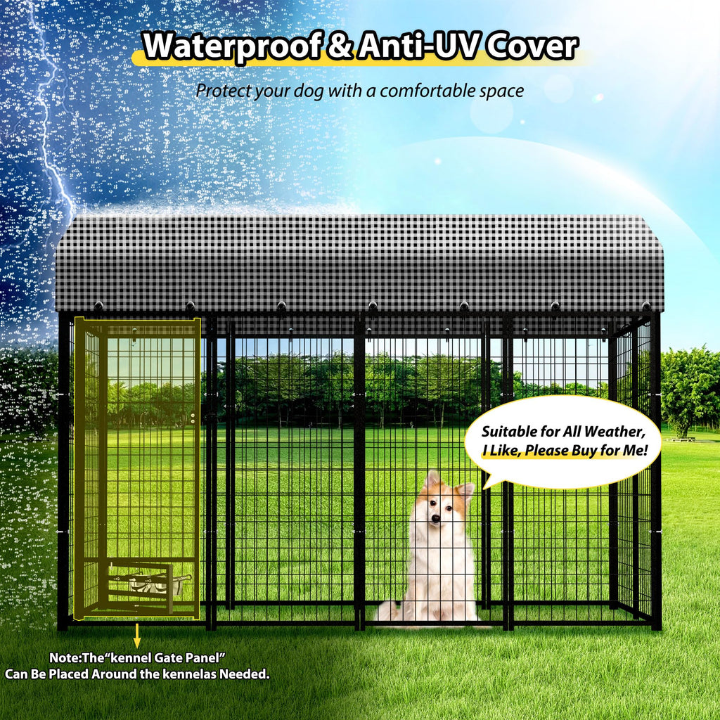 Large Outdoor Dog Kennel with Roof Cover J8889